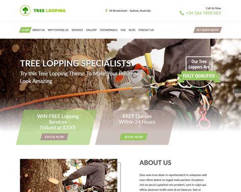 Tree Surgeon Arborist And Lopper Website Templates Trypedestal