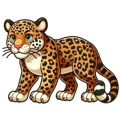 Premium Vector Cute Jaguar Cartoon Vector Style White Background