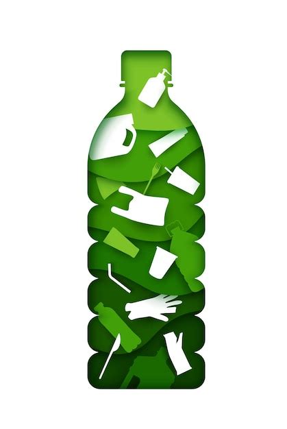 Premium Vector Green Recycle Bottle Paper Cut Silhouette Ecology