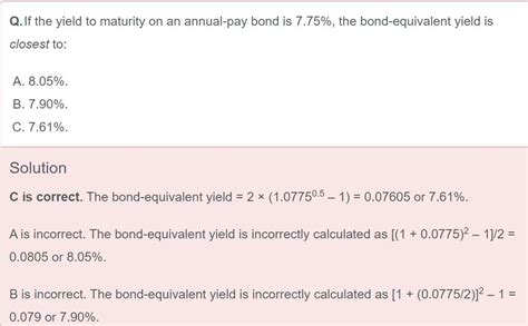 Bond Equivalent Yield Fixed Income Cfa L1 Ssei Qforum