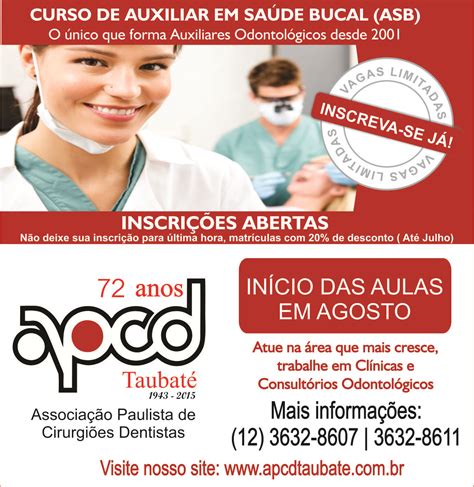 Apcd Taubaté Abre Turma De Curso Para Auxiliares De Dentista