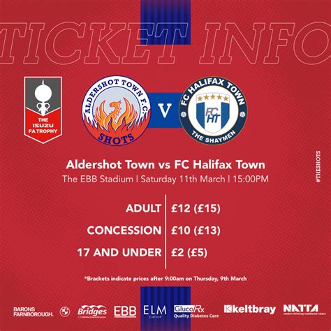 TICKET INFO Shots Vs Halifax FA Trophy Aldershot Town FC