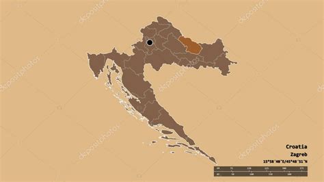 Forma desnaturalizada de Croacia con su capital división regional