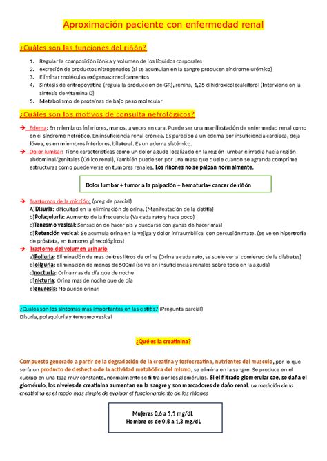 Aproximación paciente con enfermedad renal Aproximación paciente con