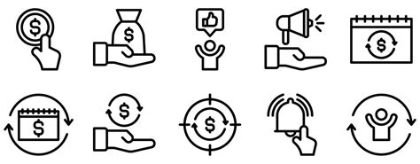 Subscription Business Model Line Style Icon Collection Vector