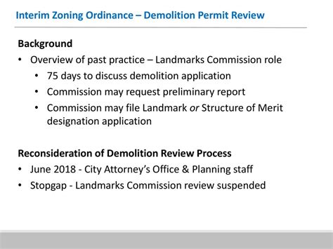 Demolition Permit Review Process Emergency Interim Zoning Ordinance