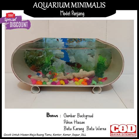 Jual Aquarium Mini Akuarium Mini Soliter Ikan Hiasan Cupang Akrilik Pvc