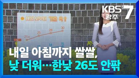 날씨 광주·전남 내일 아침까지 쌀쌀 낮 더워한낮 26도 안팎 Kbs 20240516 Youtube