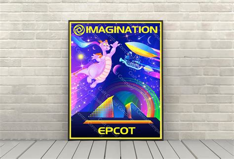 Poster Imagination With Figment Poster Epcot Poster Disney Attraction