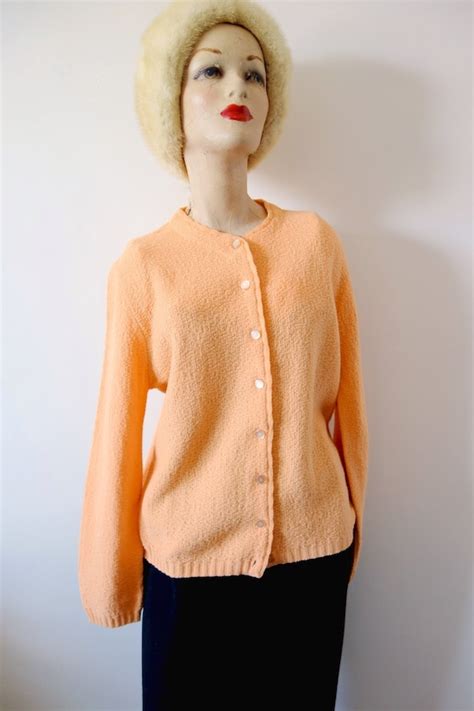 1960s Pale Peach Cardigan Sweater Gem