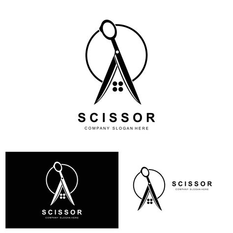 Scissors Logo Design Vector Illustration Cutting Tool Icon Sticker