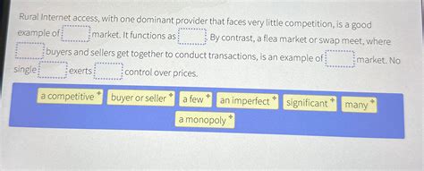 Solved Rural Internet Access With One Dominant Provider Chegg