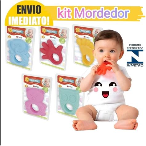 Mordedor Infantil - Mordedor infantil para bebê kit auxilia no desconforto do nascimento do ...