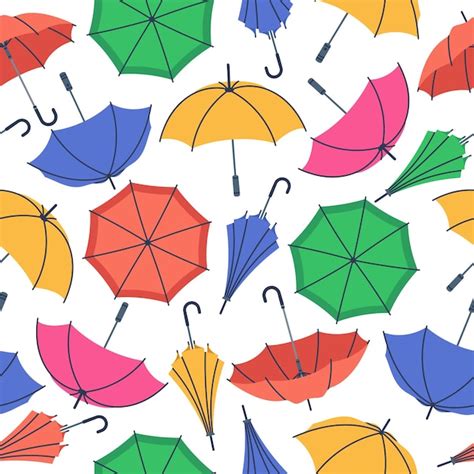 Premium Vector Cartoon Umbrella Seamless Pattern Open Close And