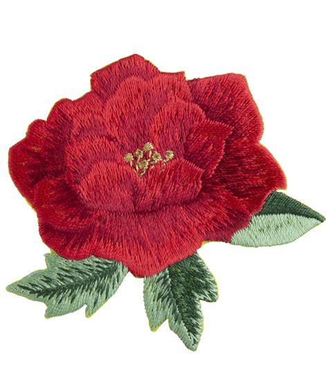 Simplicity Embroidered Rose Floral Iron On Applique Red Joann