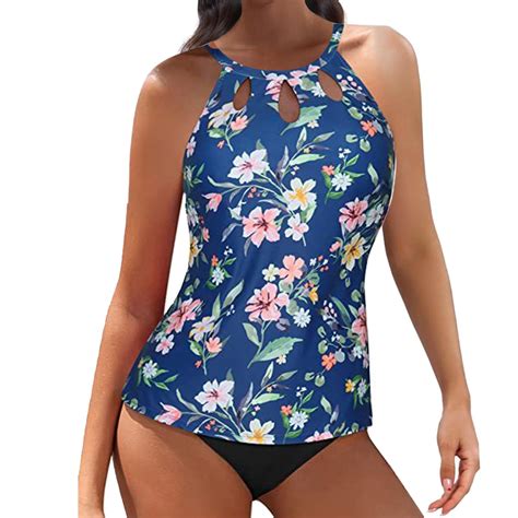 Xuapaodt Two Piece High Neck Tankini Swimsuits For Women Bathing Suits