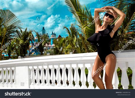 Elegant Sexy Woman Black Bikini On Stock Photo 1408389104 Shutterstock