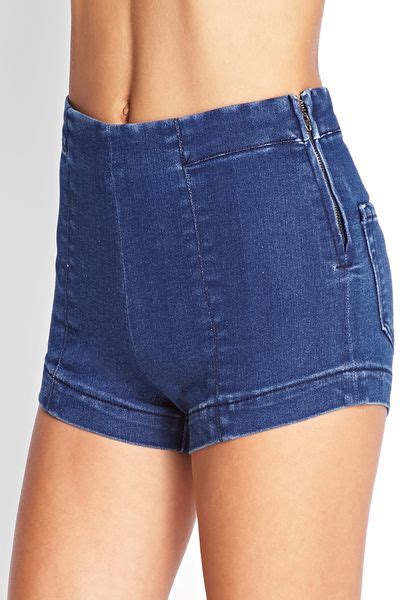 Forever Highwaisted Denim Shorts In Blue Denim Lyst