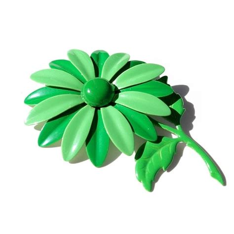 Vintage Enamel Flower Brooch 1960s Flower Power Large