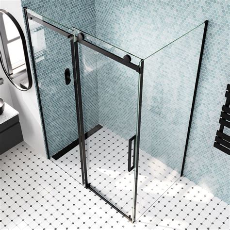 Oslo Matt Black Sliding Shower Enclosure Easy Clean