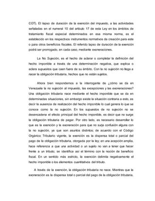 La No Sujecion Al Impuesto Las Exepciones Y Exoneraciones En Venezuela