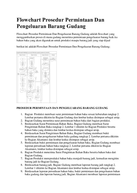 Doc Flowchart Prosedur Permintaan Dan Pengeluaran Barang Gudang