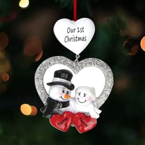 Wedding Snowman Couple Personalized Christmas Tree Ornament