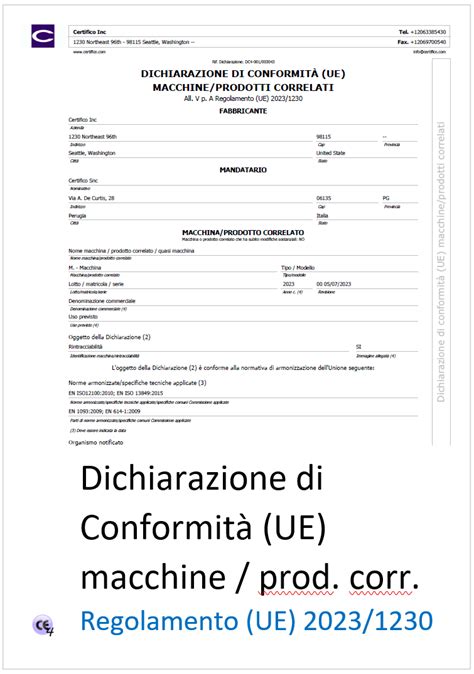 Modelli Di Dichiarazione Regolamento Ue Macchine