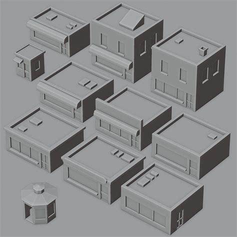 D Model Low Poly City Assets Vr Ar Low Poly Cgtrader