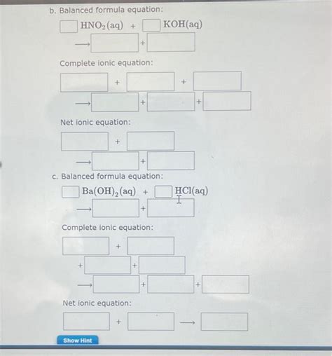 Solved Write The Balanced Formula Complete Ionic And Net