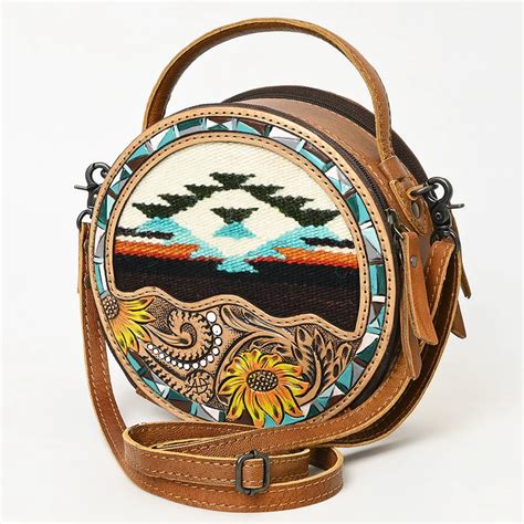 Western Hand Tooled Leather Canteen Purse Hand Painted Leather Purse