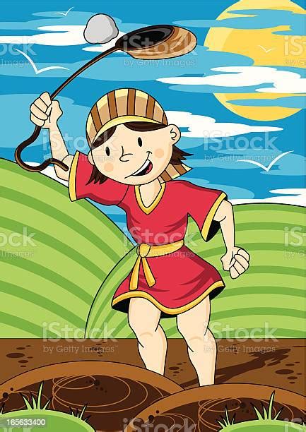 David With His Sling Bible Scene Stock Illustration - Download Image ...