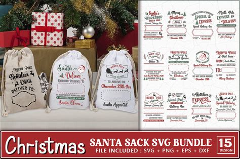 Christmas Santa Sack Svg Bundle Graphic By Dark Pixel · Creative Fabrica