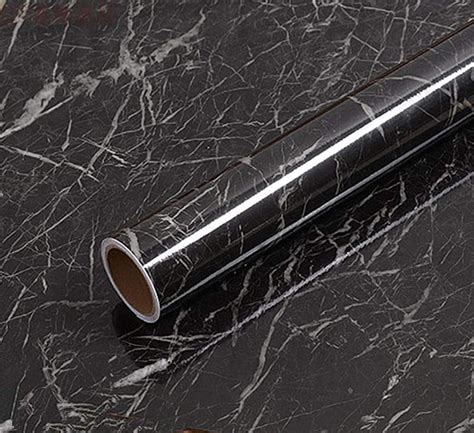 Buy Elegant Black Marble Adhesive Paper Peel Stick Granite Vinyl Roll