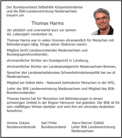 Nachruf Auf Thomas Harms Bsk