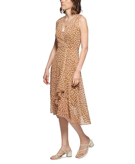 Calvin Klein Polka Dot Surplice Dress Macys