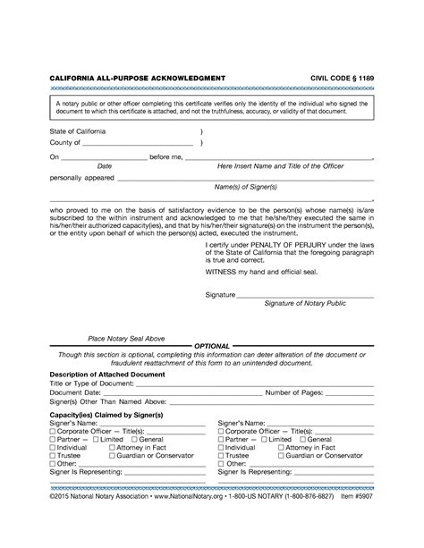 Printable Notary Forms California