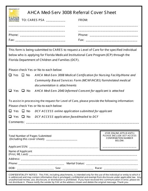 Florida Ahca Med Serv 3008 Referral Cover Sheet Fill Out Sign Online