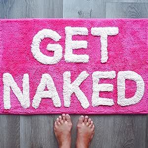 Amazon Evovee Get Naked Bath Mat Hot Pink With White Text Funny Cute Bathroom Rugs Magenta