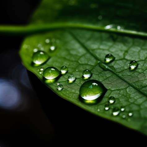 Una Hoja Verde Con Gotas De Agua Sobre Ella Foto Premium