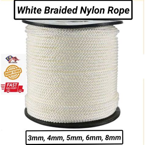 WHITE BRAIDED NYLON ROPE 3MM 4MM 5MM 6MM 8MM NYLON TWINE NYLON