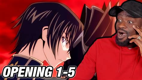 First Time Reacting To Code Geass Openings 1 5 Reaction Youtube