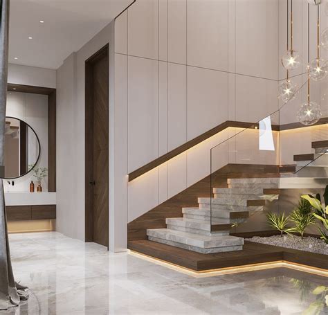 Modern Staircase Design Marble And Wood Stairs