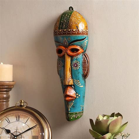 Buy Multicolour Wooden Decorative Wall Mask Online In India Wooden Street