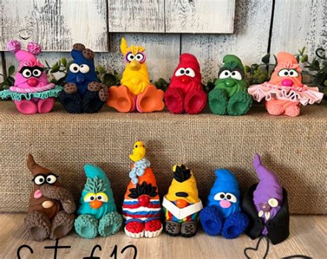 Sesame Street Set Of 12 Gnomes Big Bird Elmo Abby Cadabby Grover The Count Snuffleupagus Bert