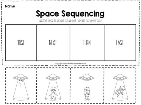 Space Seqeuncing Worksheets Spaceship The Keeper Of The Memories