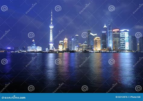 Shanghai Pudong Skyline at Night Stock Photo - Image of light, future ...