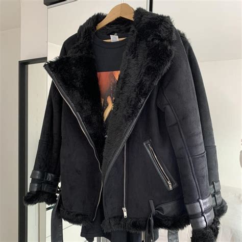 Black Faux Fur Missguided Coat Worn About 3 Times Depop