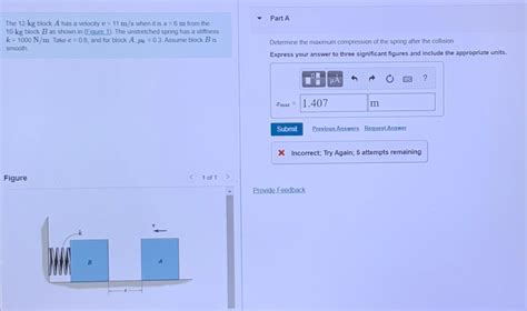 Solved Part A The Kg Block A Has A Velocity U M S Chegg