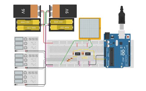 Circuit Design Instrumentasi Digital Filter Band Pass Tinkercad